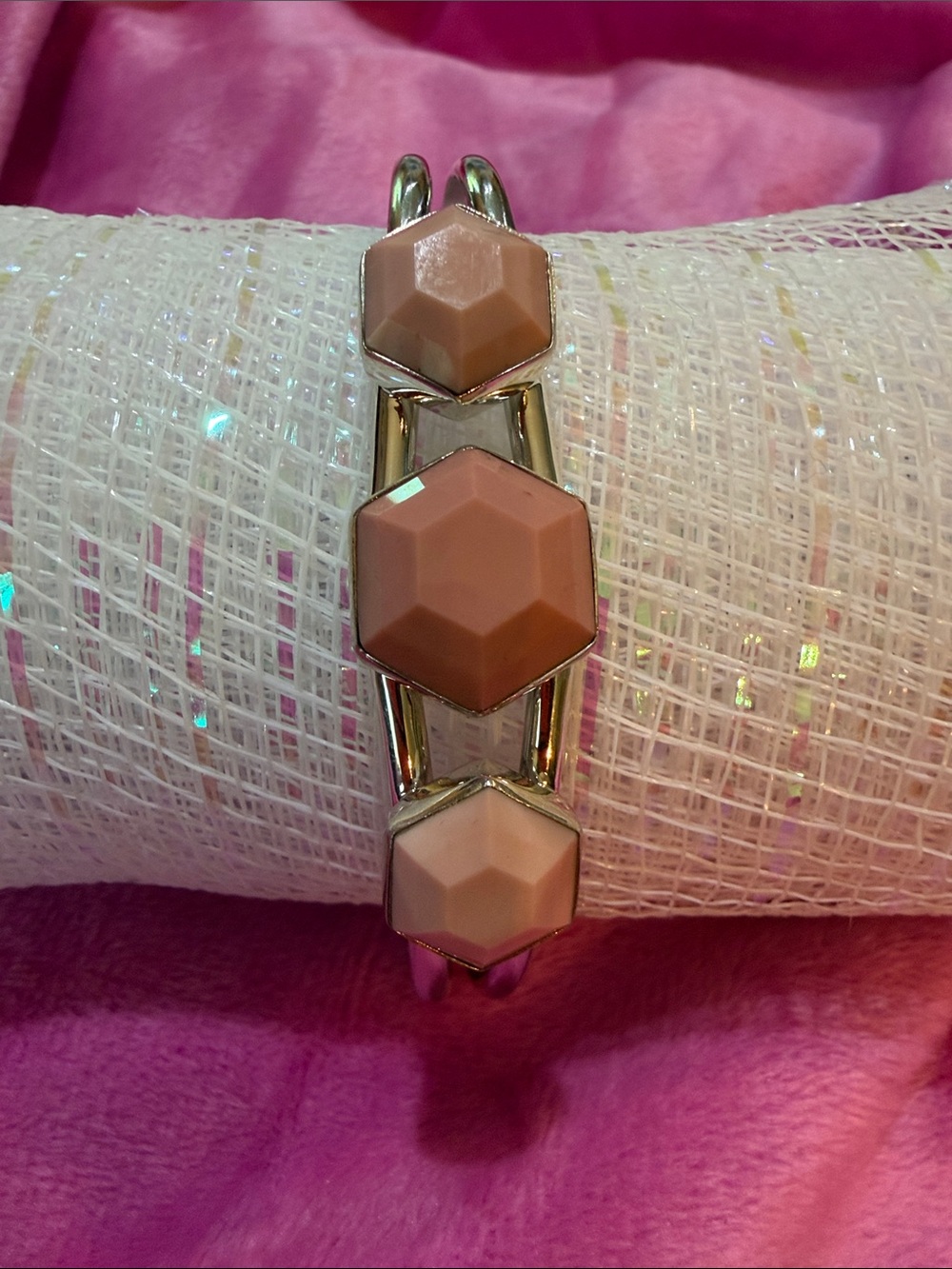 NWT Jay King Desert Rose Pink Opal Sterling Silver Cuff Bracelet -20 Grams (237)
